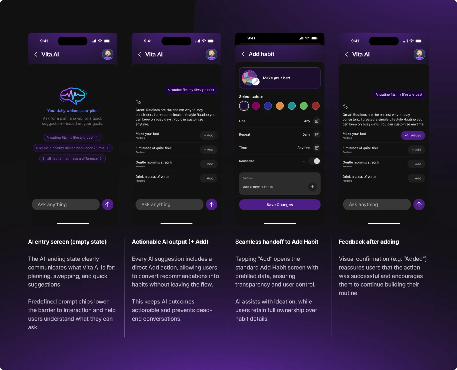 Wellness app — Vita AI assistant